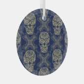 Veelkleurige Boho schedel patroon. Glas Ornament (Voorkant Rechts)
