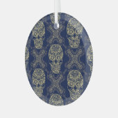 Veelkleurige Boho schedel patroon. Glas Ornament (Voorkant links)