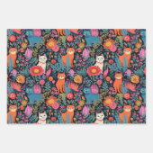 Veelkleurige Botanische Kat Inpakpapier Vel (Voorkant)