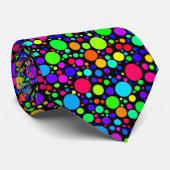 Veelkleurige Bubble Stippen Stropdas (zwart) (Opgerold)