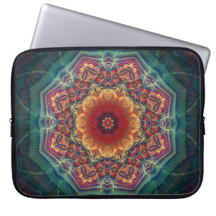 Veelkleurige caleidoscoop bloem, naadloos patroon laptop sleeve