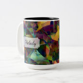 Veelkleurige, caleidoscopische Abstracte kunst w / Tweekleurige Koffiemok (Voorkant links)