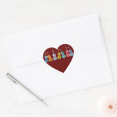 Veelkleurige cello's hart sticker (Envelop)
