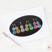 Veelkleurige cello's ovale sticker (Envelop)