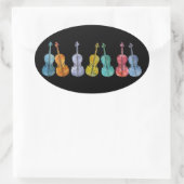 Veelkleurige cello's ovale sticker (Tas)
