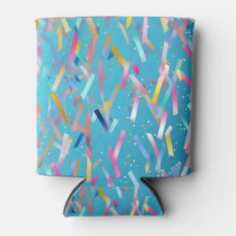 Veelkleurige confetti achtergrond op blauw blikjeskoeler