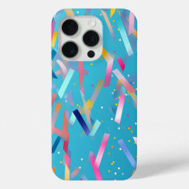 Veelkleurige confetti achtergrond op blauw iPhone 15 pro case