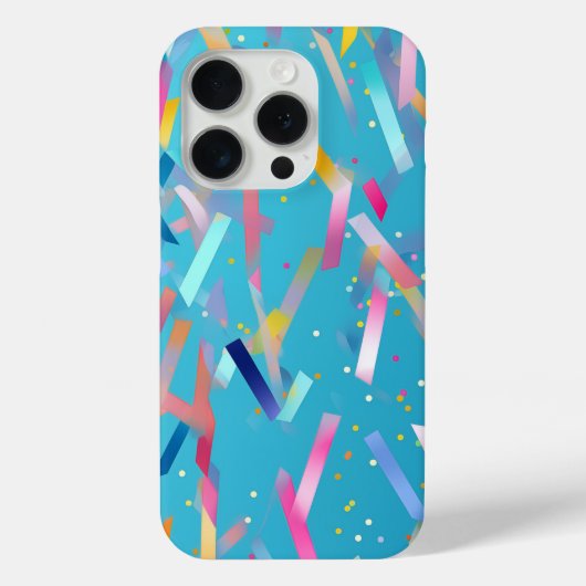 Veelkleurige confetti achtergrond op blauw Case-Mate iPhone case (Achterkant)