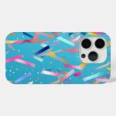 Veelkleurige confetti achtergrond op blauw Case-Mate iPhone case (Achterkant (horizontaal))