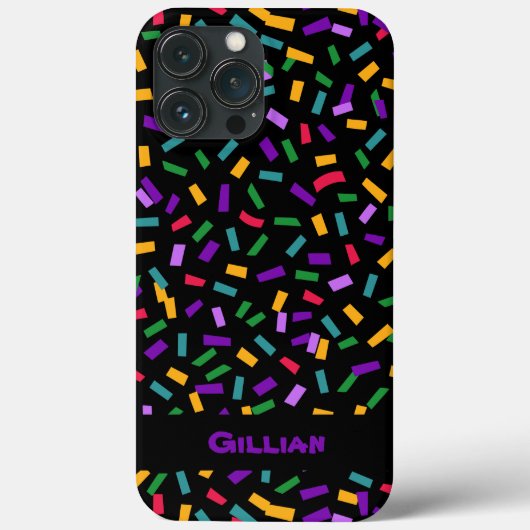 veelkleurige confetti zwart Case-Mate iPhone case (Achterkant)