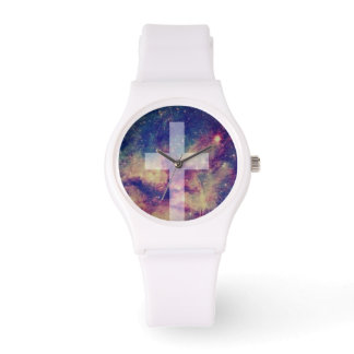 Veelkleurige Cross Religious Watch Horloge