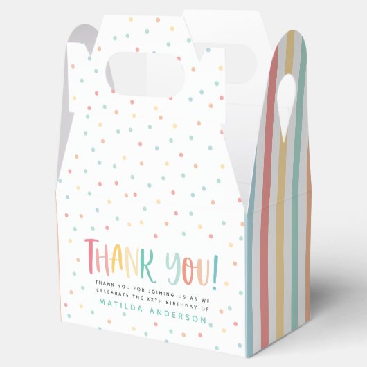 Veelkleurige dank u spot streep gunst bedankdoosjes (Geopend)