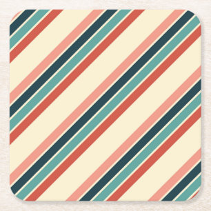 Veelkleurige diagonale strepen ontwerp kartonnen onderzetters
