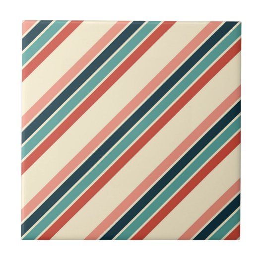 Veelkleurige diagonale strepen ontwerp tegeltje (Voorkant)