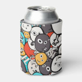 Veelkleurige doedel monster gezichten blikjeskoeler (Blikje Voorkant)