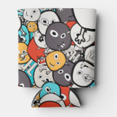 Veelkleurige doedel monster gezichten blikjeskoeler (Voorkant)