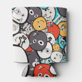 Veelkleurige doedel monster gezichten blikjeskoeler (Achterkant)