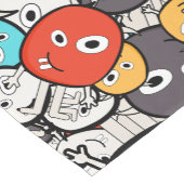 Veelkleurige doedel monster gezichten korte tafelloper (Hoek)