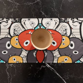 Veelkleurige doedel monster gezichten korte tafelloper