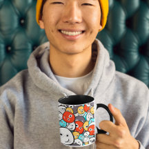 Veelkleurige doedel monster gezichten