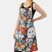 Veelkleurige doedel monster gezichten schort (Insitu)