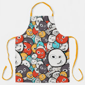 Veelkleurige doedel monster gezichten schort (Voorkant)