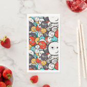 Veelkleurige doedel monster gezichten servet (Insitu)