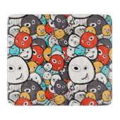 Veelkleurige doedel monster gezichten snijplank (Voorkant)