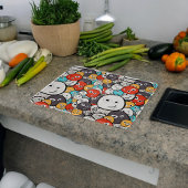 Veelkleurige doedel monster gezichten snijplank