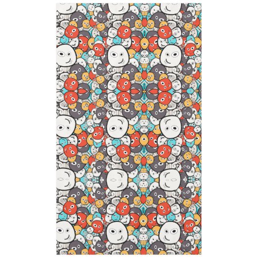 Veelkleurige doedel monster gezichten tafelkleed (Voorkant)