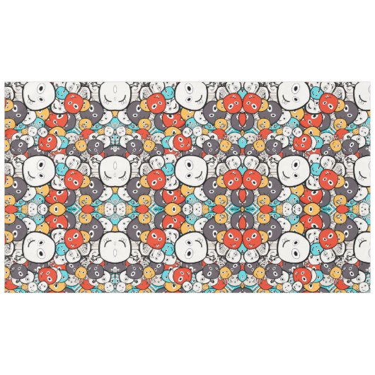 Veelkleurige doedel monster gezichten tafelkleed (Voorkant (Horizontaal))