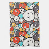 Veelkleurige doedel monster gezichten theedoek (Verticaal)