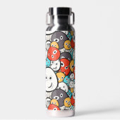 Veelkleurige doedel monster gezichten waterfles (Voorkant)