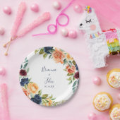 Veelkleurige Elegante Bloemenbruiloft Papieren Bordje (Feest)