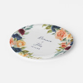 Veelkleurige Elegante Bloemenbruiloft Papieren Bordje (Gekanteld)