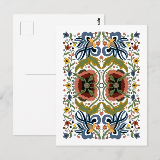 Veelkleurige Estse volkskunst bloemenpatroon Briefkaart (Voorkant / Achterkant)