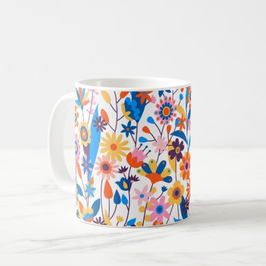 Veelkleurige exotische bloemenachtergrond-32939 koffiemok (Voorkant links)