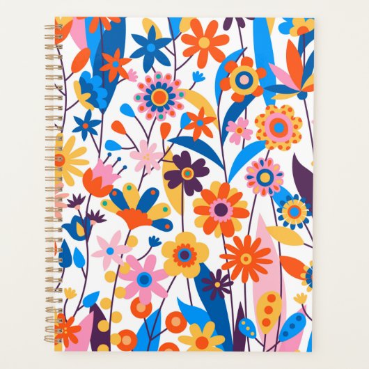 Veelkleurige exotische bloemenachtergrond planner (Voorkant)