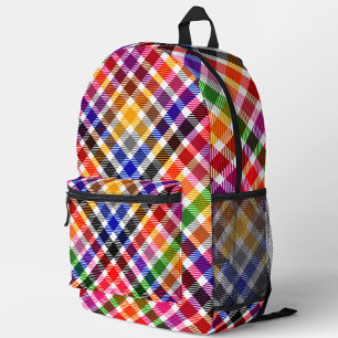 Veelkleurige Flanel Twill Plaid Tartan op wit Bedrukte Rugzak