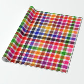 Veelkleurige Flanel Twill Plaid Tartan op wit Cadeaupapier (Uitgerold)