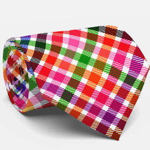 Veelkleurige Flanel Twill Plaid Tartan op wit Stropdas