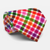 Veelkleurige Flanel Twill Plaid Tartan op wit Stropdas (Opgerold)