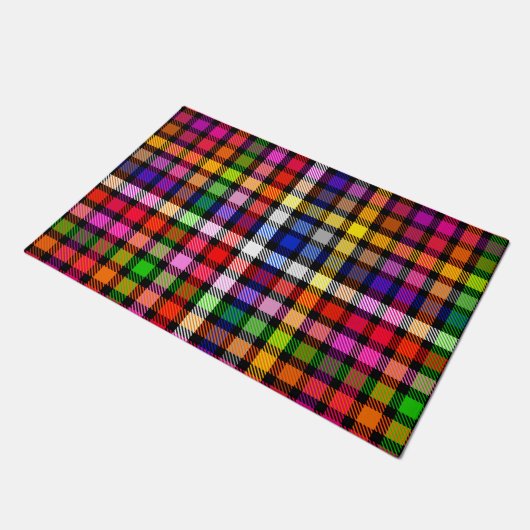 Veelkleurige Flanel Twill Plaid Tartan op zwart Deurmat (Schuin)