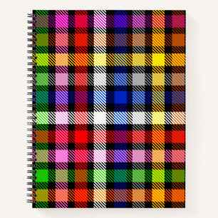 Veelkleurige Flanel Twill Plaid Tartan op zwart Notitieboek