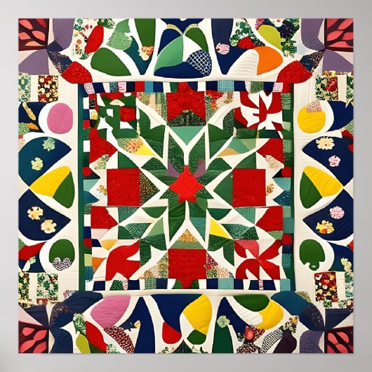 Veelkleurige folk patroon poster (Voorkant)