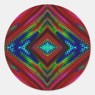 ~  veelkleurige fractal ~ ronde sticker