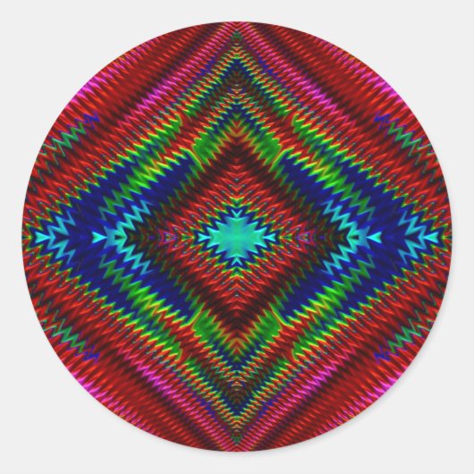 ~  veelkleurige fractal ~ ronde sticker (Voorkant)