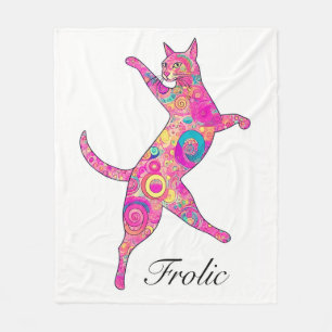 Veelkleurige frolicking cat fleece deken