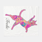 Veelkleurige frolicking cat fleece deken (Voorkant (Horizontaal))
