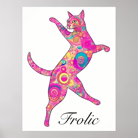 Veelkleurige frolicking cat poster (Voorkant)